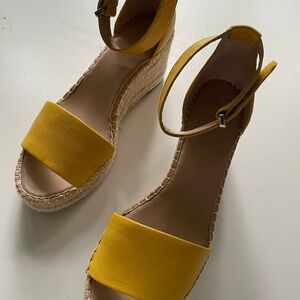 Franco Sarto Vibrant Yellow Wedge Shoes with Espadrille Style Size 9